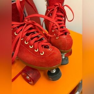 Red Suede Roller Skates